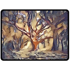 Tree Forest Woods Nature Landscape Two Sides Fleece Blanket (large) by Semog4