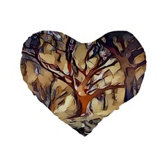 Tree Forest Woods Nature Landscape Standard 16  Premium Flano Heart Shape Cushions by Semog4