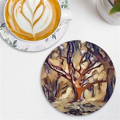 Tree Forest Woods Nature Landscape Uv Print Round Tile Coaster by Semog4