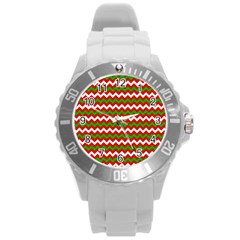 Christmas Paper Scrapbooking Pattern Round Plastic Sport Watch (L)