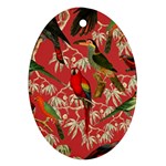 Vintage Tropical Birds Pattern in Pink Ornament (Oval) Front