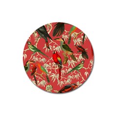 Vintage Tropical Birds Pattern In Pink Magnet 3  (round) by CCBoutique