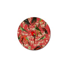 Vintage Tropical Birds Pattern In Pink Golf Ball Marker