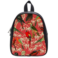 Vintage Tropical Birds Pattern In Pink School Bag (small) by CCBoutique