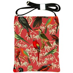 Vintage Tropical Birds Pattern In Pink Shoulder Sling Bag by CCBoutique