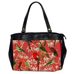 Vintage Tropical Birds Pattern In Pink Oversize Office Handbag (2 Sides) by CCBoutique