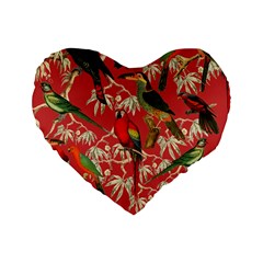 Vintage Tropical Birds Pattern In Pink Standard 16  Premium Heart Shape Cushions by CCBoutique