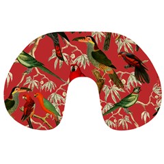 Vintage Tropical Birds Pattern In Pink Travel Neck Pillow