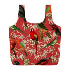 Vintage Tropical Birds Pattern In Pink Full Print Recycle Bag (l) by CCBoutique