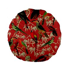 Vintage Tropical Birds Pattern In Pink Standard 15  Premium Flano Round Cushions by CCBoutique