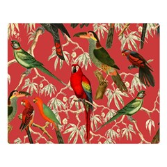 Vintage Tropical Birds Pattern In Pink Two Sides Premium Plush Fleece Blanket (large) by CCBoutique