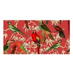 Vintage Tropical Birds Pattern in Pink Satin Shawl 45  x 80  Front