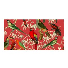 Vintage Tropical Birds Pattern In Pink Satin Wrap 35  X 70  by CCBoutique