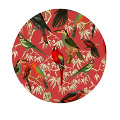 Vintage Tropical Birds Pattern In Pink Mini Round Pill Box by CCBoutique