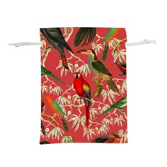 Vintage Tropical Birds Pattern In Pink Lightweight Drawstring Pouch (s) by CCBoutique