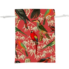 Vintage Tropical Birds Pattern In Pink Lightweight Drawstring Pouch (xl) by CCBoutique