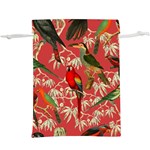 Vintage Tropical Birds Pattern in Pink Lightweight Drawstring Pouch (XL) Back