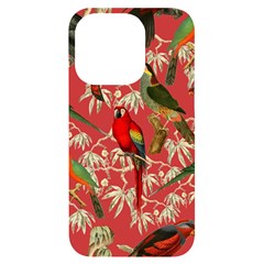 Vintage Tropical Birds Pattern In Pink Iphone 14 Pro Black Uv Print Case by CCBoutique