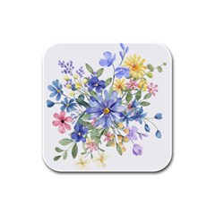 Flower Rubber Square Coaster (4 Pack) by zappwaits