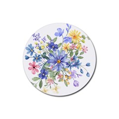 Flower Rubber Round Coaster (4 Pack) by zappwaits