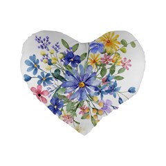 Flower Standard 16  Premium Flano Heart Shape Cushions by zappwaits