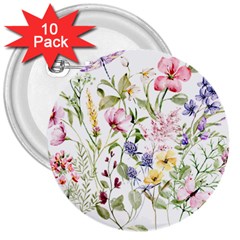 Bunch Of Flowers 3  Buttons (10 Pack)  by zappwaits