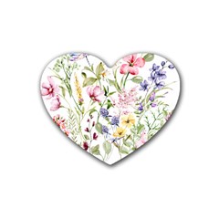 Bunch Of Flowers Rubber Heart Coaster (4 Pack) by zappwaits