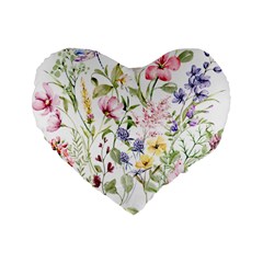 Bunch Of Flowers Standard 16  Premium Flano Heart Shape Cushions by zappwaits