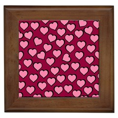 Pattern Pink Abstract Heart Love Framed Tile