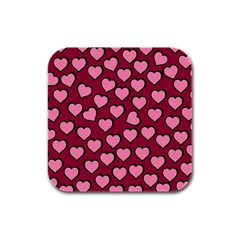 Pattern Pink Abstract Heart Love Rubber Square Coaster (4 pack)