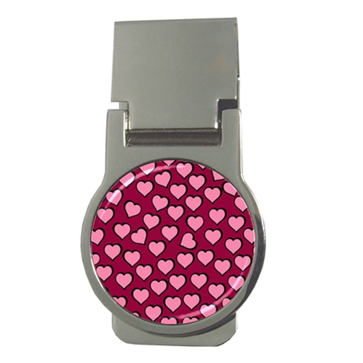 Pattern Pink Abstract Heart Love Money Clips (Round) 