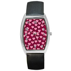 Pattern Pink Abstract Heart Love Barrel Style Metal Watch