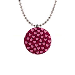 Pattern Pink Abstract Heart Love 1  Button Necklace by Ravend