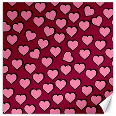 Pattern Pink Abstract Heart Love Canvas 12  x 12 