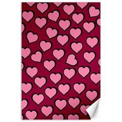 Pattern Pink Abstract Heart Love Canvas 24  x 36 