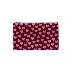 Pattern Pink Abstract Heart Love Cosmetic Bag (small) by Ravend