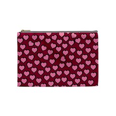 Pattern Pink Abstract Heart Love Cosmetic Bag (medium) by Ravend