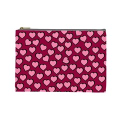 Pattern Pink Abstract Heart Love Cosmetic Bag (large) by Ravend