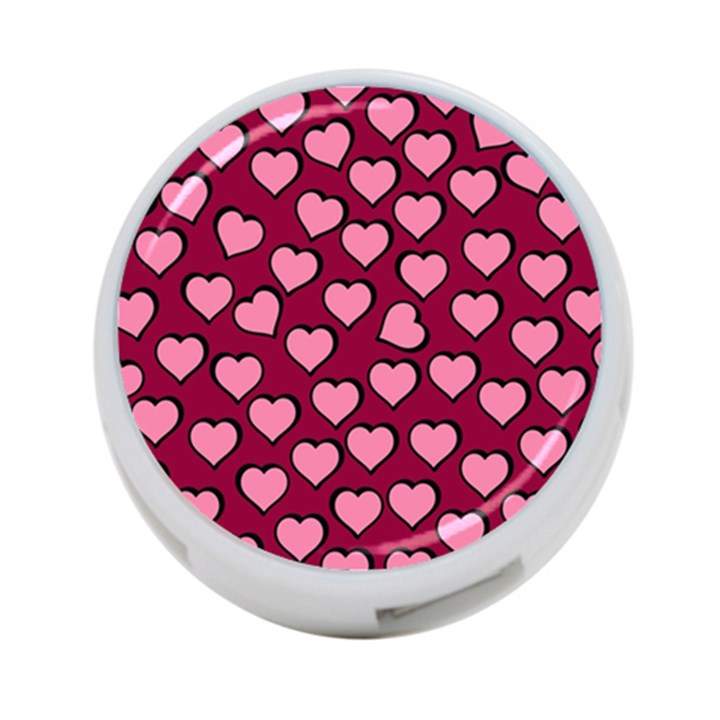 Pattern Pink Abstract Heart Love 4-Port USB Hub (Two Sides)