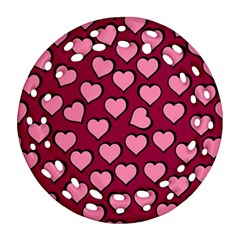 Pattern Pink Abstract Heart Love Ornament (Round Filigree)