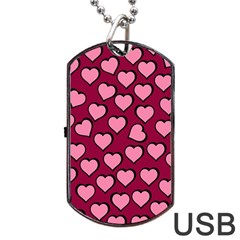 Pattern Pink Abstract Heart Love Dog Tag USB Flash (One Side)