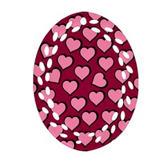 Pattern Pink Abstract Heart Love Ornament (Oval Filigree)