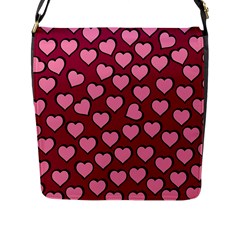 Pattern Pink Abstract Heart Love Flap Closure Messenger Bag (L)