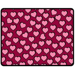 Pattern Pink Abstract Heart Love Two Sides Fleece Blanket (Medium)