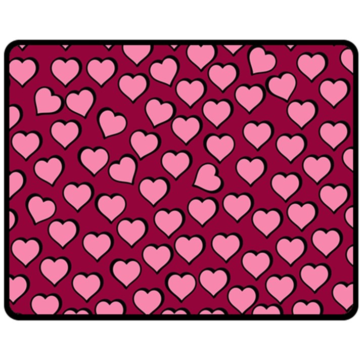 Pattern Pink Abstract Heart Love Two Sides Fleece Blanket (Medium)