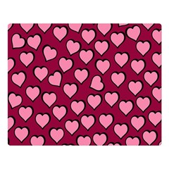 Pattern Pink Abstract Heart Love Two Sides Premium Plush Fleece Blanket (Large)