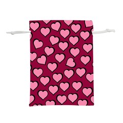 Pattern Pink Abstract Heart Love Lightweight Drawstring Pouch (S)