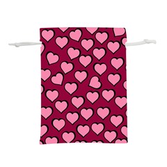 Pattern Pink Abstract Heart Love Lightweight Drawstring Pouch (L)