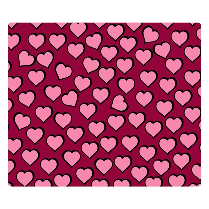 Pattern Pink Abstract Heart Love Premium Plush Fleece Blanket (Small)