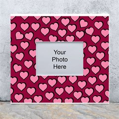 Pattern Pink Abstract Heart Love White Wall Photo Frame 5  x 7 